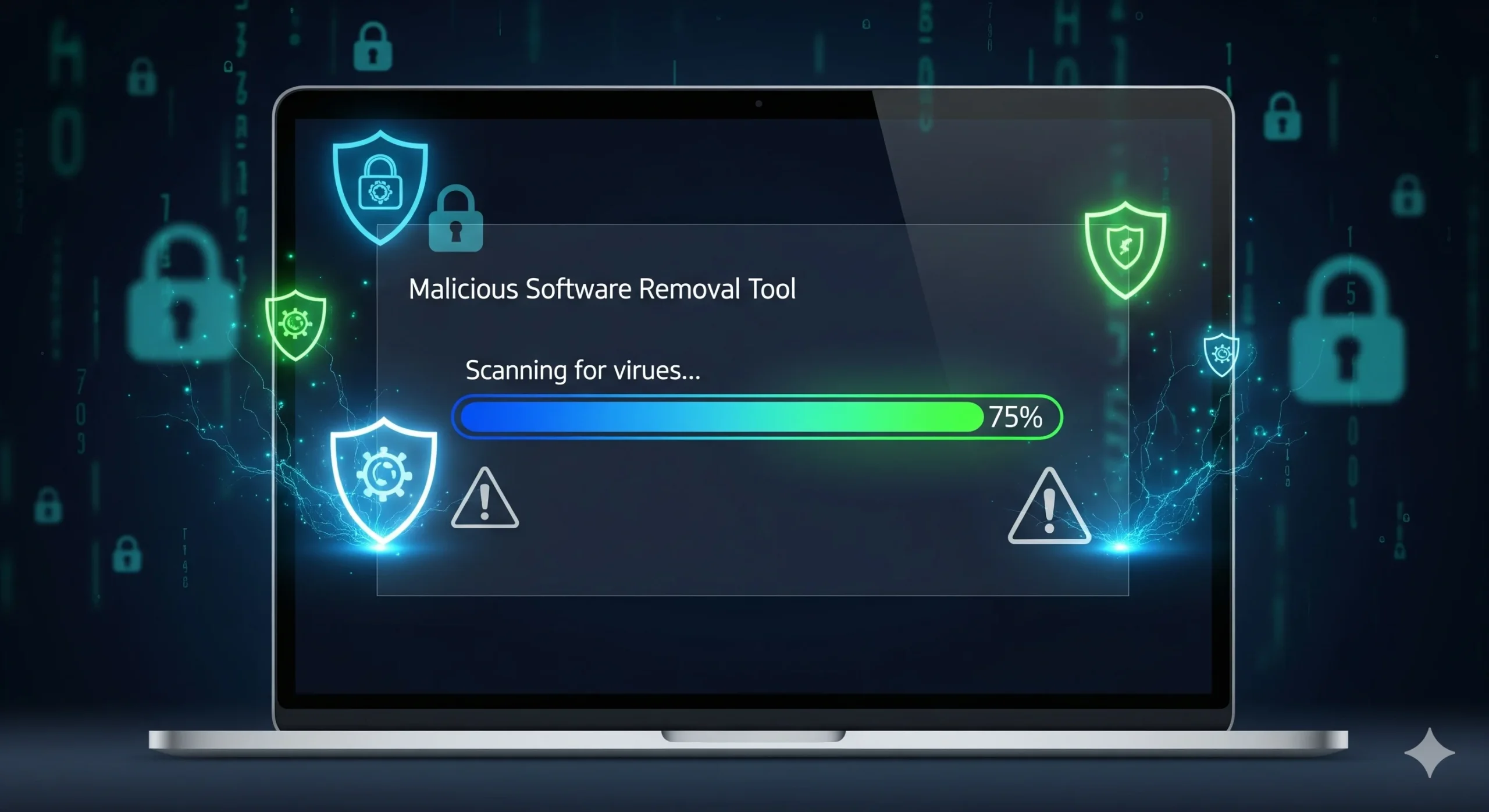 Virus scan in progress on laptop